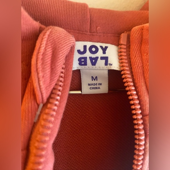 Joy Lab 1/2 Zip Sweatshirt Coral Pink Fleece Pullover Cotton Sz Medium LIKE NEW - Picture 5 of 9